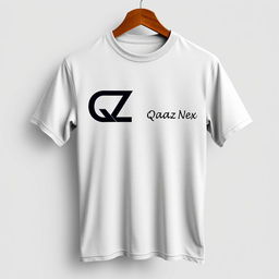 A stylish T-shirt design featuring a unique graphic element where the letters Q and Z are artistically connected into one seamless design