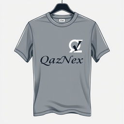 A stylish T-shirt design featuring a unique graphic element where the letters Q and Z are artistically connected into one seamless design