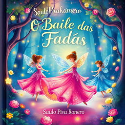 A whimsical book cover for the children's tale 'O Baile das Fadas' by Saulo Piva Ronero