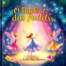 A whimsical book cover for the children's tale 'O Baile das Fadas' by Saulo Piva Ronero