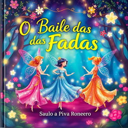 A whimsical book cover for the children's tale 'O Baile das Fadas' by Saulo Piva Ronero