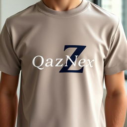 A stylish T-shirt design featuring the letters Q and Z artistically connected into one cohesive shape