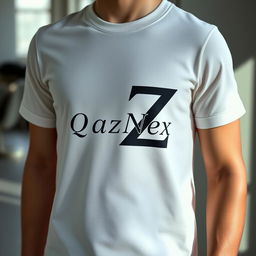 A stylish T-shirt design featuring the letters Q and Z artistically connected into one cohesive shape