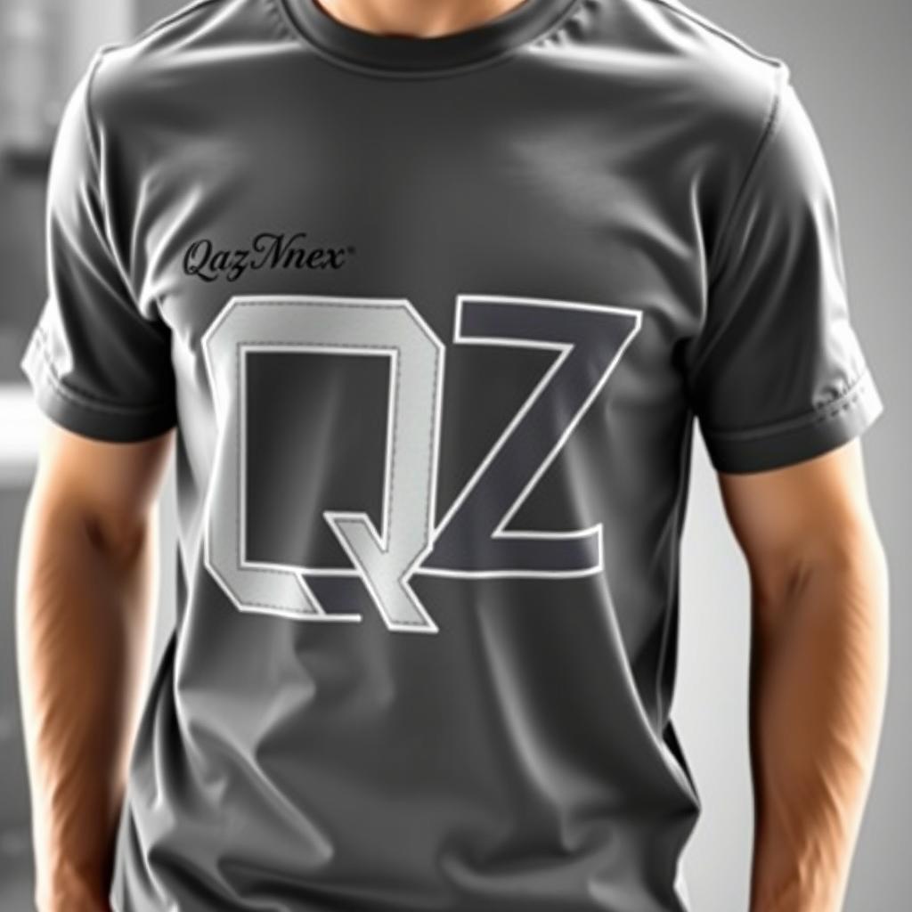 A fashionable T-shirt design featuring the letters Q and Z creatively connected into one cohesive symbol