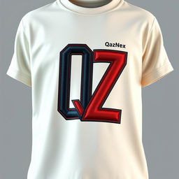 A fashionable T-shirt design featuring the letters Q and Z creatively connected into one cohesive symbol