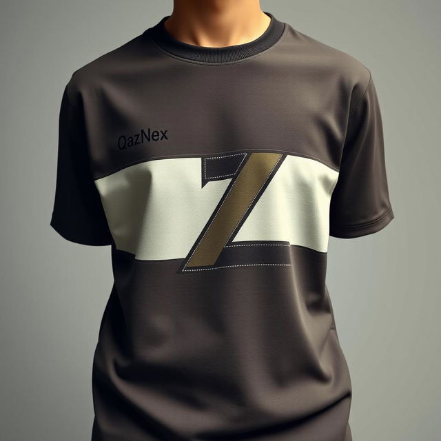 A fashionable T-shirt design featuring the letters Q and Z creatively connected into one cohesive symbol