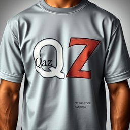 A fashionable T-shirt design featuring the letters Q and Z creatively connected into one cohesive symbol