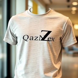 A trendy T-shirt design featuring the letters Q and Z cleverly connected into a single unified symbol