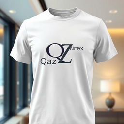 A fashionable T-shirt design featuring the letters Q and Z uniquely intertwined into a single cohesive symbol