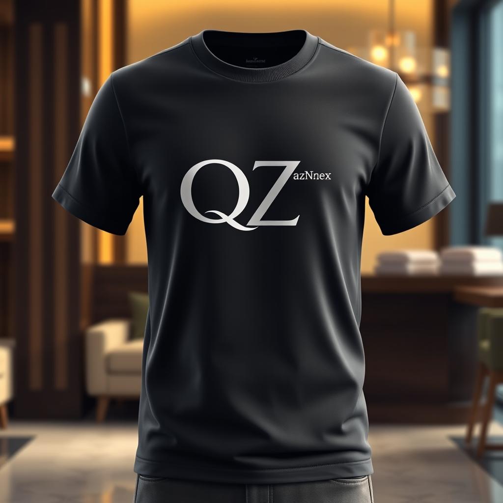 A fashionable T-shirt design featuring the letters Q and Z uniquely intertwined into a single cohesive symbol