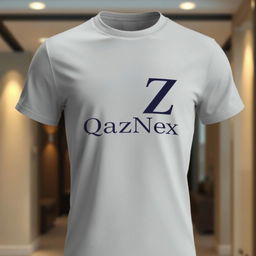 A fashionable T-shirt design featuring the letters Q and Z uniquely intertwined into a single cohesive symbol