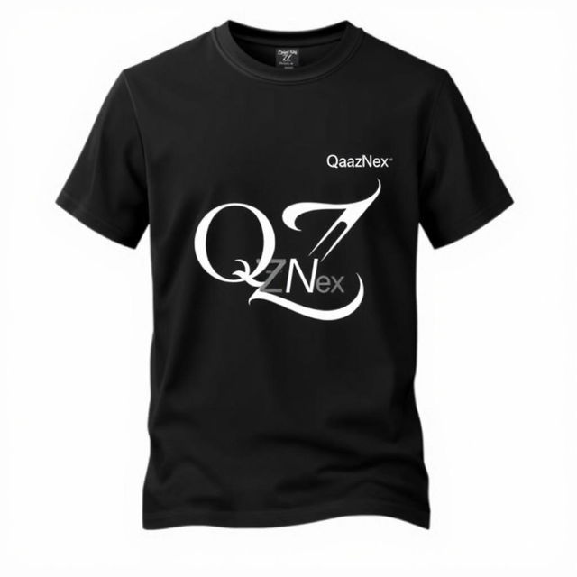 A trendy T-shirt design that artfully connects the letters Q and Z into a single fluid shape