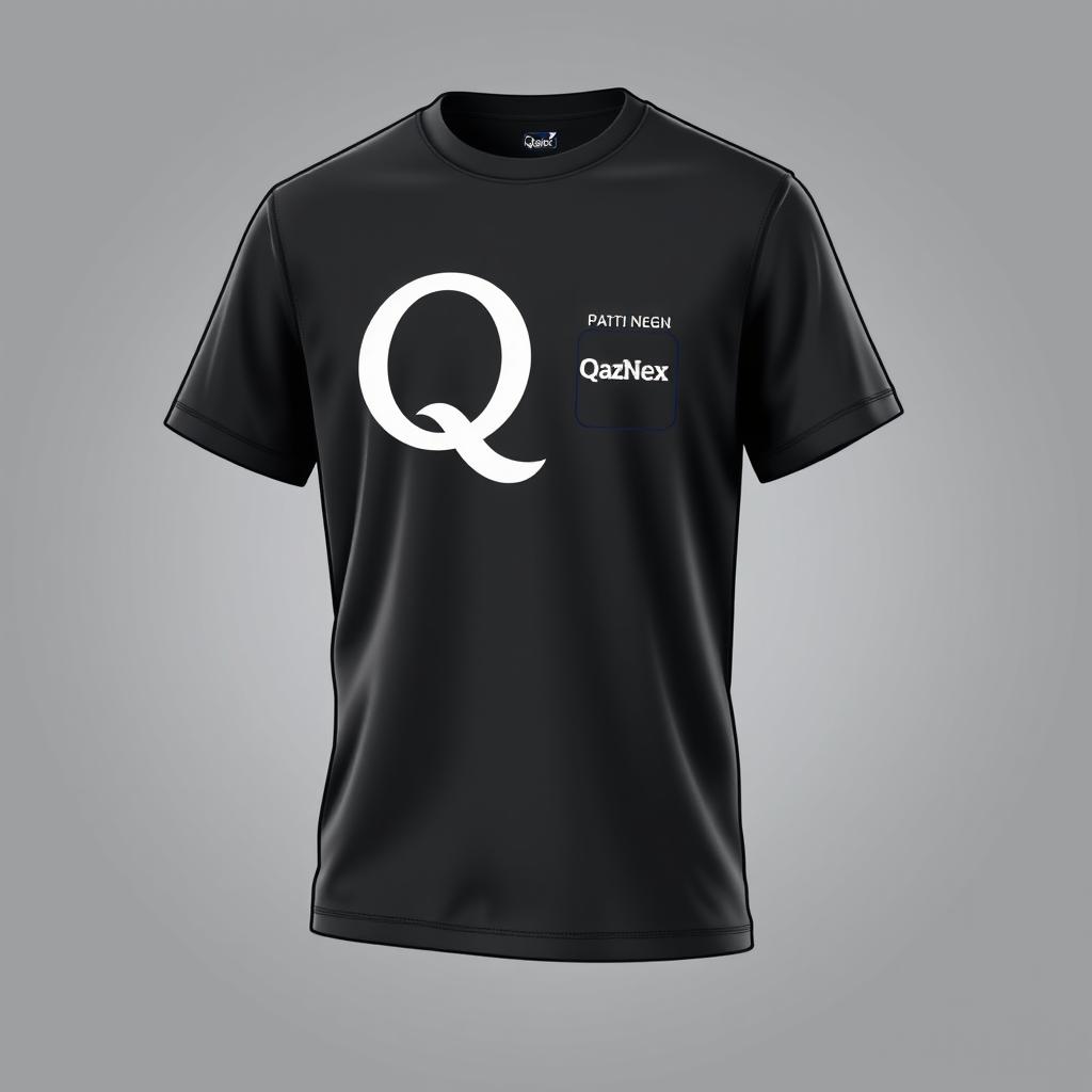 A trendy T-shirt design that artfully connects the letters Q and Z into a single fluid shape