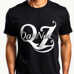 A trendy T-shirt design that artfully connects the letters Q and Z into a single fluid shape