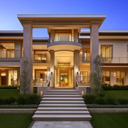 exquisite extra-large exterior of exquisite mansion with a ramp projecting above the balcony area