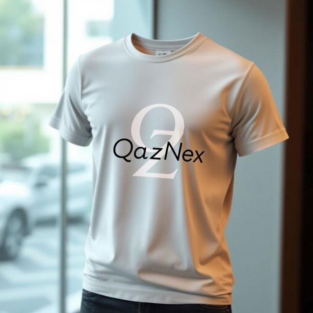 A stylish T-shirt design featuring the letters Q and Z intricately combined into one cohesive symbol