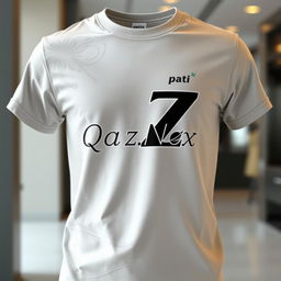 A fashionable T-shirt design that creatively connects the letters Q and Z into a single, fluid graphic