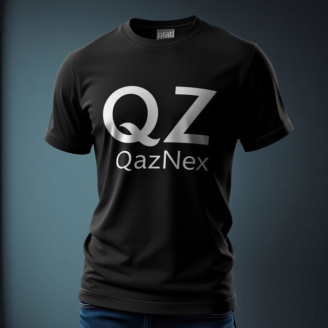 A fashionable T-shirt design that creatively connects the letters Q and Z into a single, fluid graphic