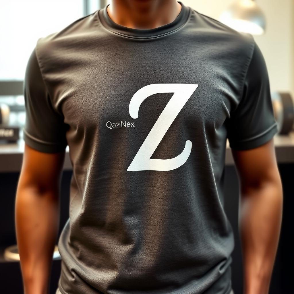 A fashionable T-shirt design that creatively connects the letters Q and Z into a single, fluid graphic