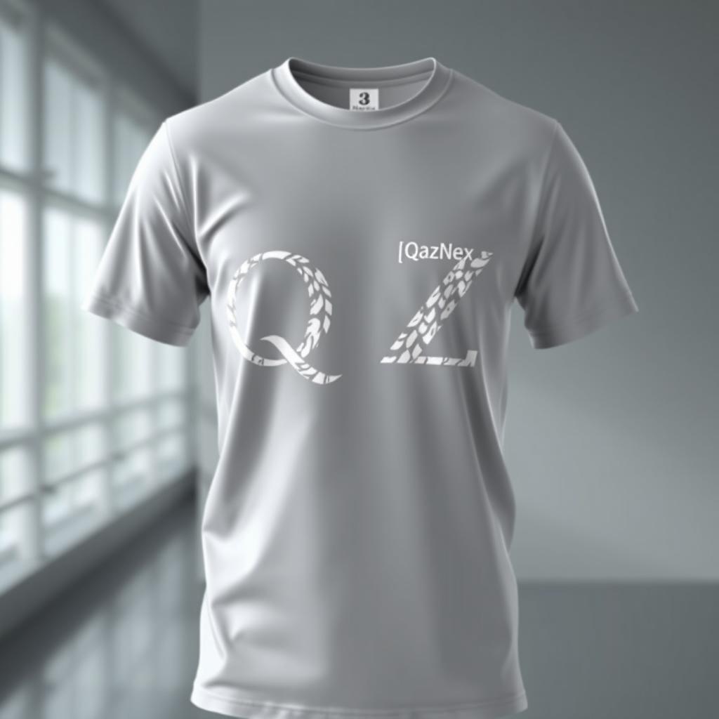 A fashionable T-shirt design featuring the letters Q and Z beautifully integrated into one seamless graphic