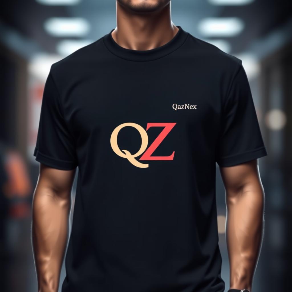 A trendy T-shirt design that features the letters Q and Z intertwined into a single artistic symbol