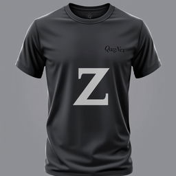 A stylish T-shirt design showcasing the letters Q and Z artistically merged into a single form