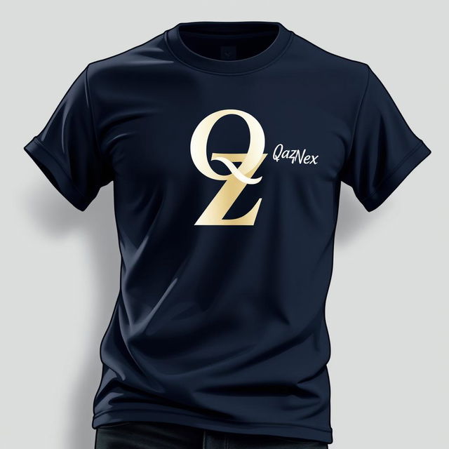 A stylish T-shirt design showcasing the letters Q and Z artistically merged into a single form