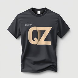 A stylish T-shirt design showcasing the letters Q and Z artistically merged into a single form