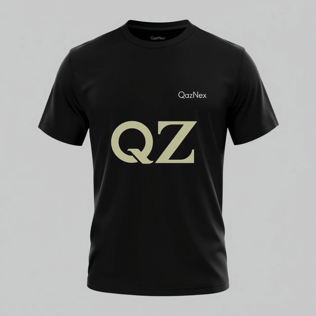 A stylish T-shirt design that features the letters Q and Z creatively combined into a single cohesive graphic