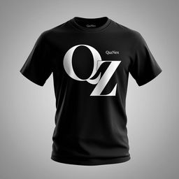 A stylish T-shirt design that features the letters Q and Z creatively combined into a single cohesive graphic