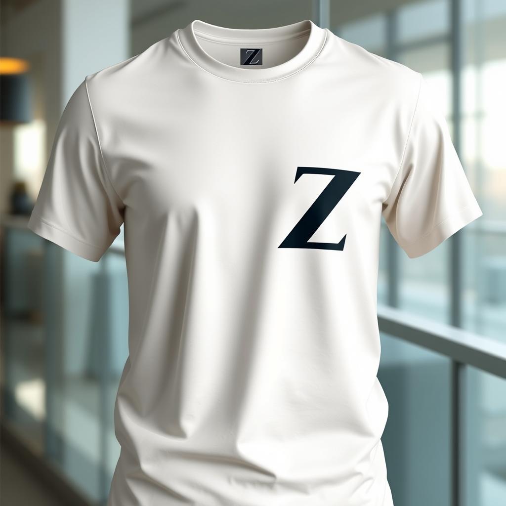 A trendy T-shirt design featuring the letters Q and Z creatively merged into one cohesive logo