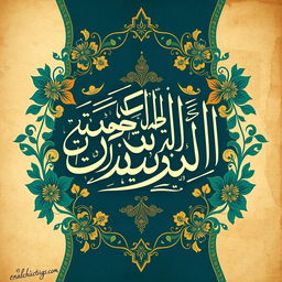 A beautiful Islamic calligraphy artwork displaying the phrase 'خدایی جز خدای یگانه نیست' in graceful, flowing script