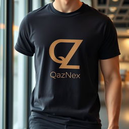 An eye-catching T-shirt design featuring the letters Q and Z creatively integrated into a single artistic logo