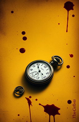 A haunting and nostalgic scene titled "Eternal Echoes" featuring a faded yellow background, textured with subtle stains and sporadic blood stains to create a sense of history and decay