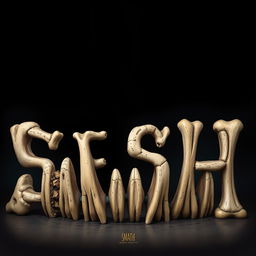 An artistic illustration of teeth made of bones intricately arranged to spell out the word 'SESH'