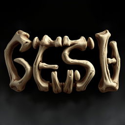 An artistic illustration of teeth made of bones intricately arranged to spell out the word 'SESH'