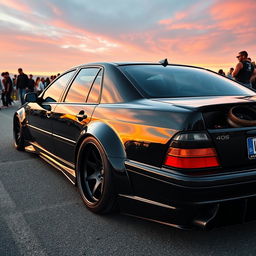 A sleek and powerful 406 tuning car, showcasing a modified exterior with a glossy black paint job, sporty body kit, and enhanced aerodynamics