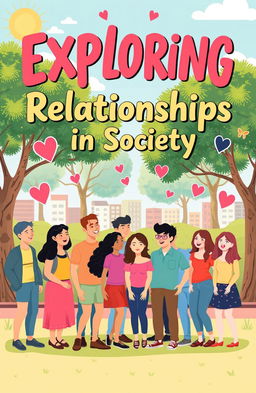 An artistic and visually engaging cover page for a social studies project on relationships