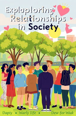 An artistic and visually engaging cover page for a social studies project on relationships