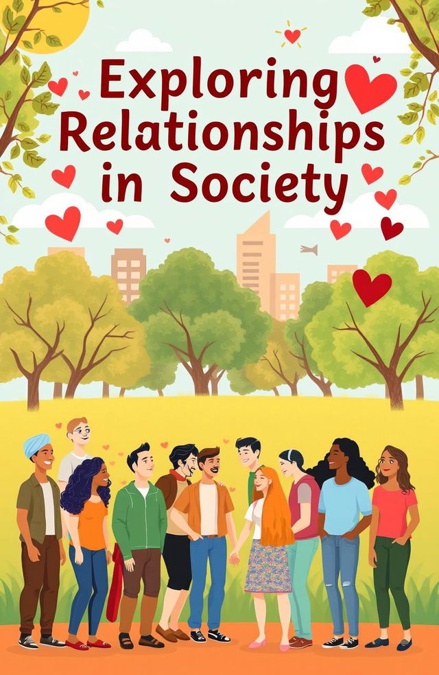 An artistic and visually engaging cover page for a social studies project on relationships