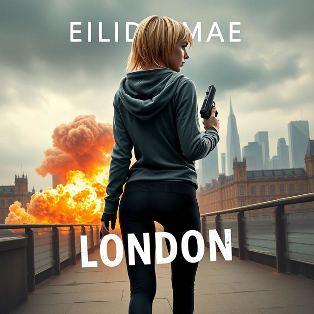 A book cover featuring a female character named Eilidh Mae, a blonde woman with short hair wearing a hoodie and black leggings