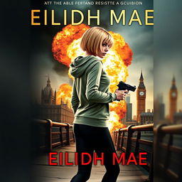 A book cover featuring a female character named Eilidh Mae, a blonde woman with short hair wearing a hoodie and black leggings