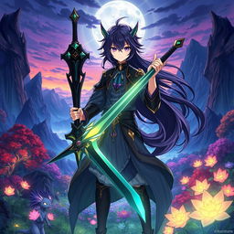 A fantasy anime scene titled 'Dark Blessing'