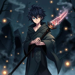 A fantasy anime scene titled 'Dark Blessing'