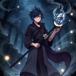 A fantasy anime scene titled 'Dark Blessing'