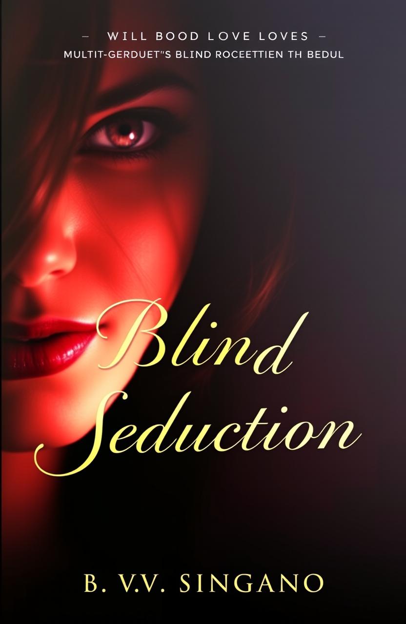 A visually striking cover for a multi-genre novel titled 'Blind Seduction' by B