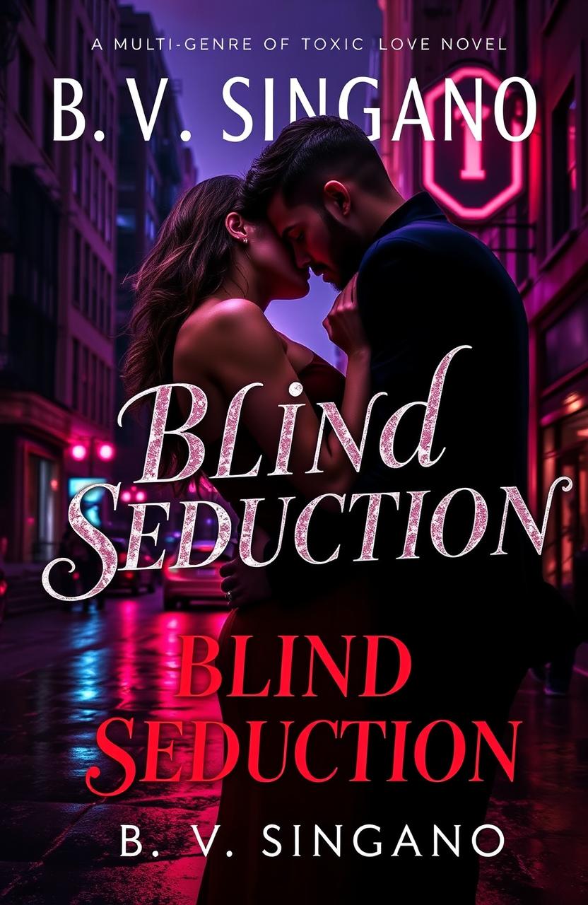 A dramatic and captivating book cover for a multi-genre toxic love novel titled 'Blind Seduction' by B V Singano