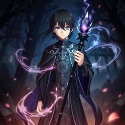 A fantasy anime scene titled 'Dark Blessing'