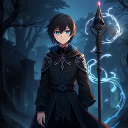 A fantasy anime scene titled 'Dark Blessing'