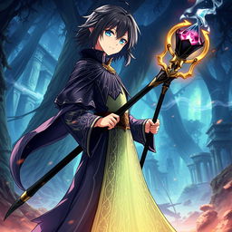 A fantasy anime scene titled 'Dark Blessing'